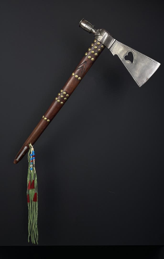 Native American Indian Peace Pipe Tomahawk: 21" long. Mid 20th Century.