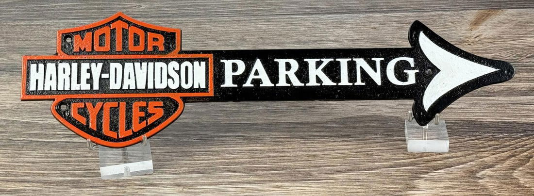 Cast Iron Harley Davidson Motorcycle Parking Sign (1 of 3)