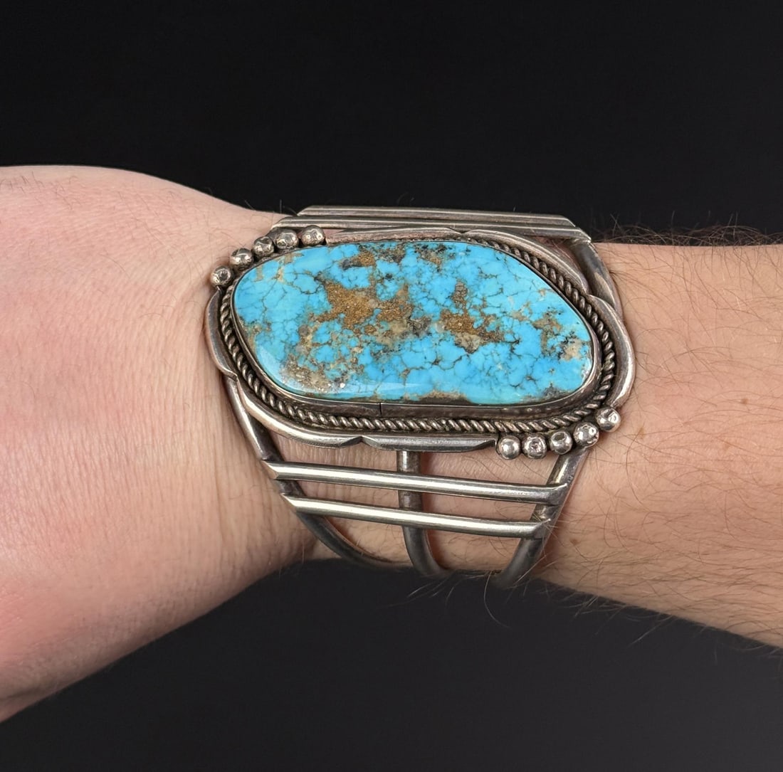 Navajo Sterling Silver Turquoise Bracelet (1 of 5)