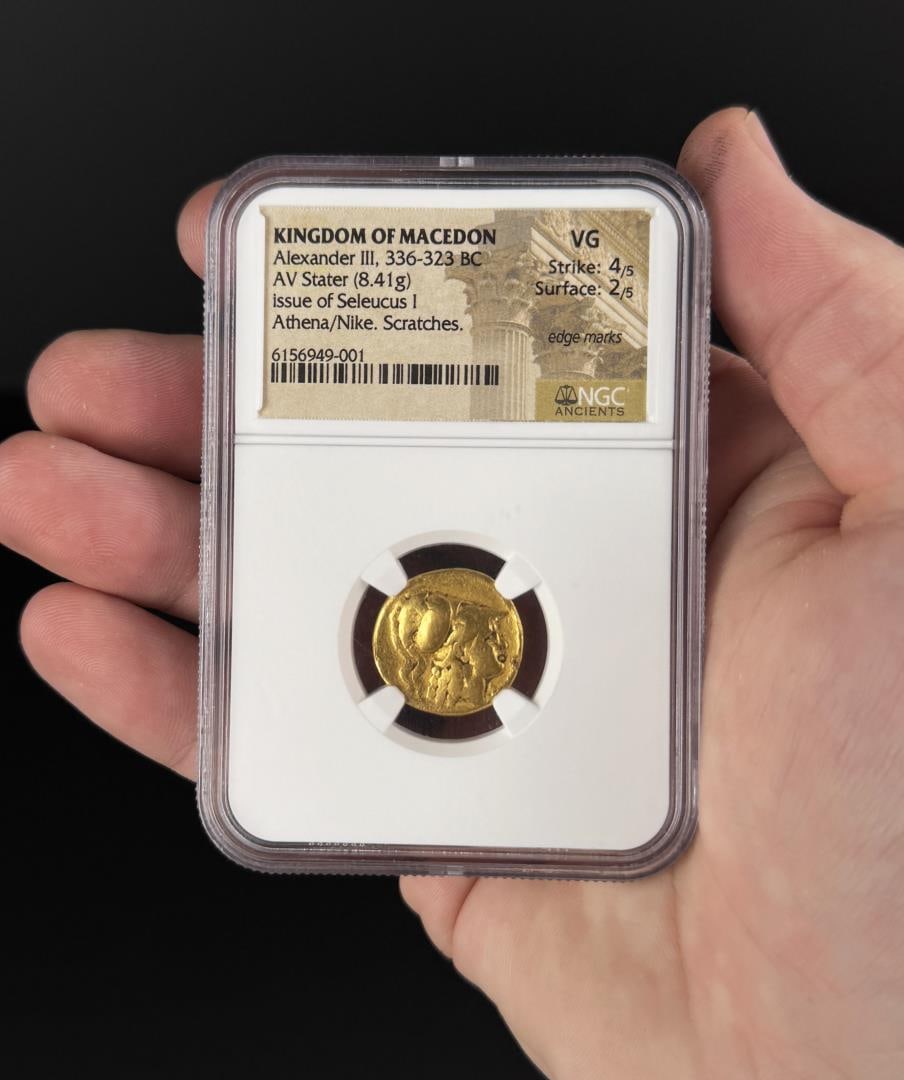Kingdom of Macedon AV Stater Gold Coin NGC VG: Alexander III 336-323 BC. 8.41 grams.