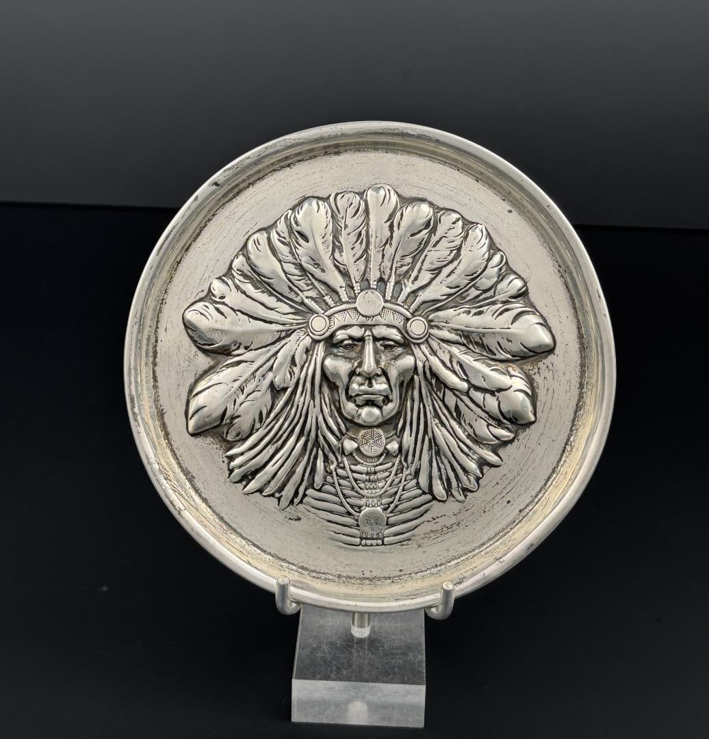 Unger Brothers Sterling Indian Chief Dish 8080: 5 3/4" diameter. 86 grams.