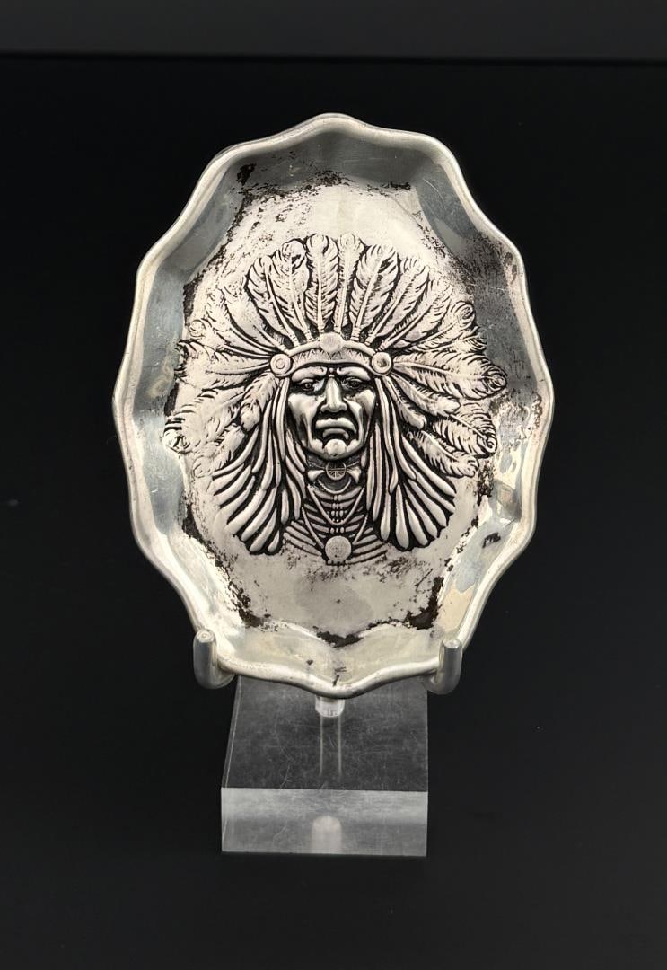 Unger Brothers Sterling Indian Chief Dish: 4 1/2" by 3 3/8". 39.65 grams.