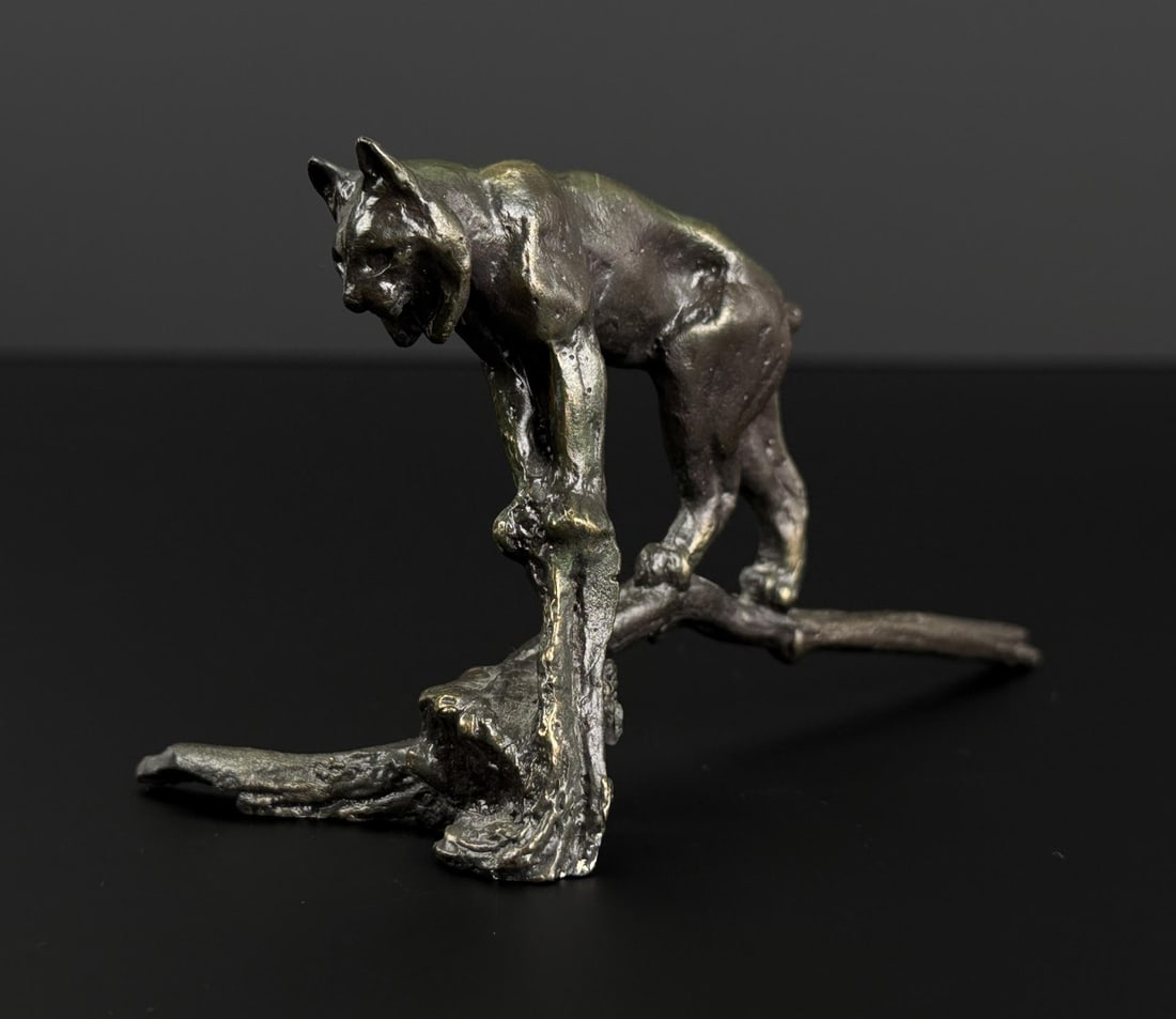 Philip R Goodwin Bobcat Bronze: Title is Bobcat. 5 1/2" by 3 1/8" by 2 1/8" Philip Russell Goodwin (1881 - 1935) was active/lived in New York, Connecticut. Philip Goodwin is known for Animal, field-stream illustration. Known for his