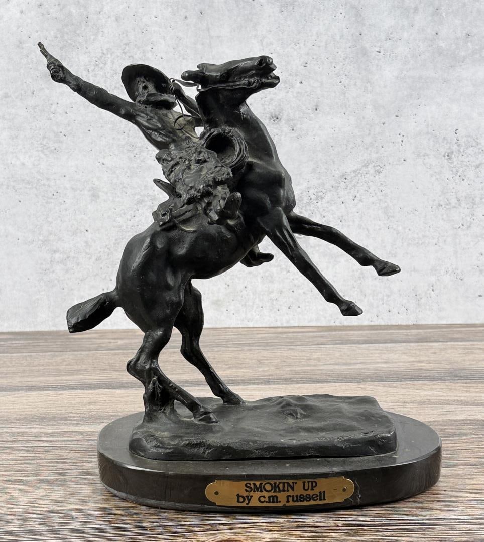 Charles M Russell Bronze Smokin Up (1 of 4)