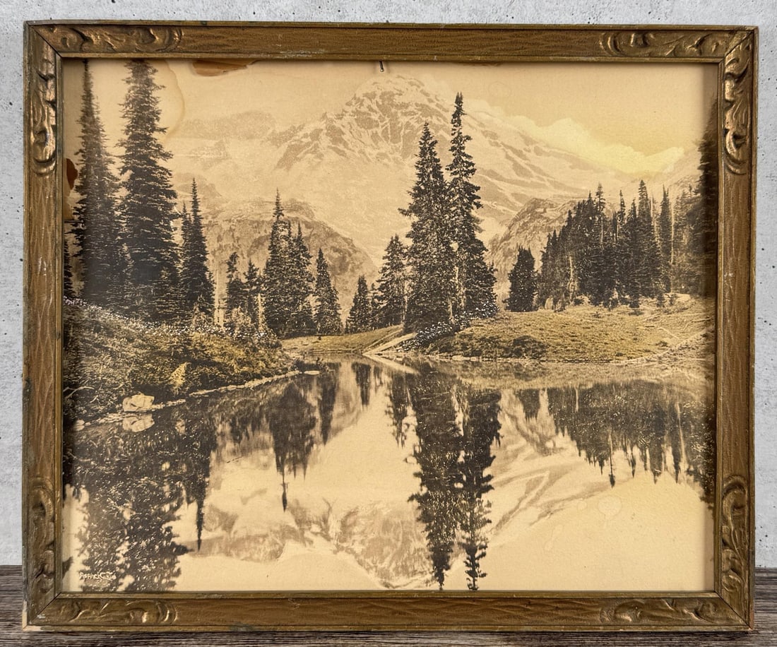Asahel Curtis Mt Rainier Photo: Reflection of Mt Rainier in Mirror Lake. 10" by 12" framed.