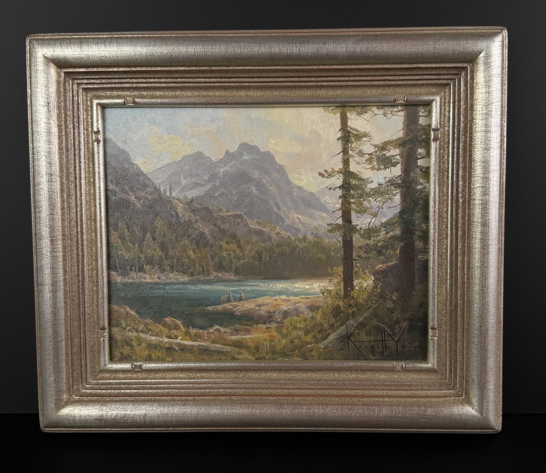 Kenneth Yarus Glacier Park Montana Painting: Title is A Place of Peace. 8" by 10" unframed. 12" by 14" framed. Oil on Board. Kenneth Yarus (Born 1989) is known for Landscape paintings, many of Glacier National Park. Here at Davis Brothers Auctio
