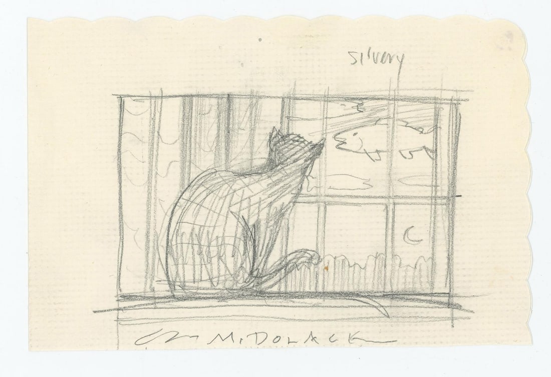 Monte Dolack Frieda's Dream Poster Study Drawing: Early concept drawing. 6 7/8" by 4 1/2". Monte Dolack (Born 1950) is active/lives in Montana. Monte Dolack is known for Poster illustration, landscape and wildlife painting. A native of Great Falls,