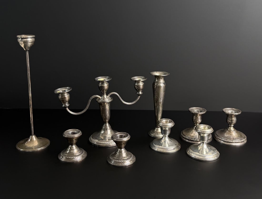 Collection of Weighted Silver Candlesticks (1 of 10)