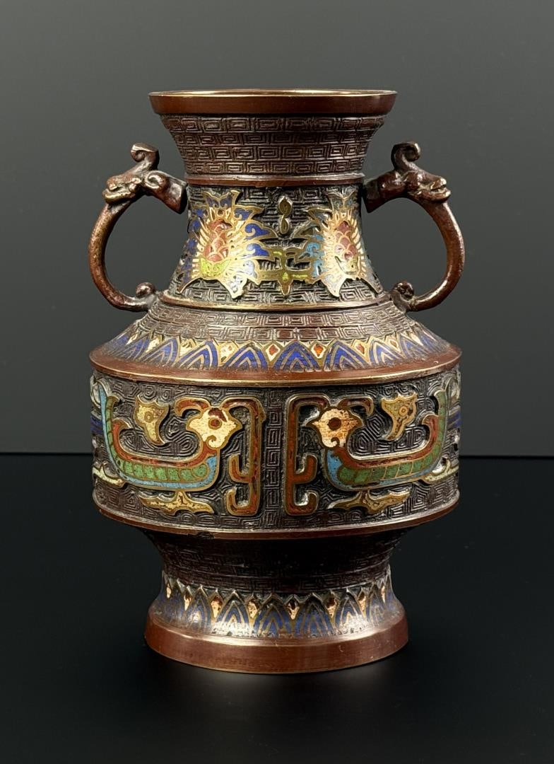 Japanese Bronze Champleve Cloisonne Vase (1 of 7)