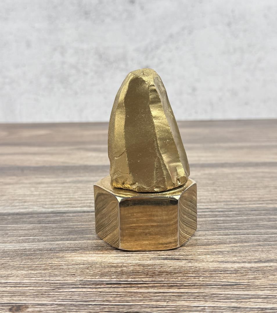 Kimberlite Diamond Ore Specimen Northern Colorado: With gold plated nut as a stand. 3 1/4" tall without stand.