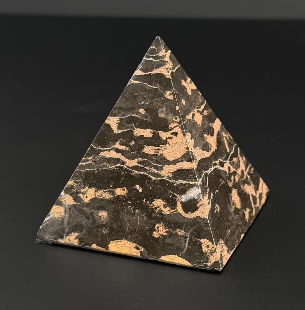 Black Marble Pyramid: 464 grams, 3" by 3" by 3 1/8".