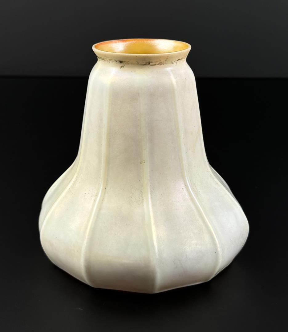 Quezal Art Glass Gold Aurene Iridescent Lamp Shade: 4 7/8" by 4 7/8" by 5".