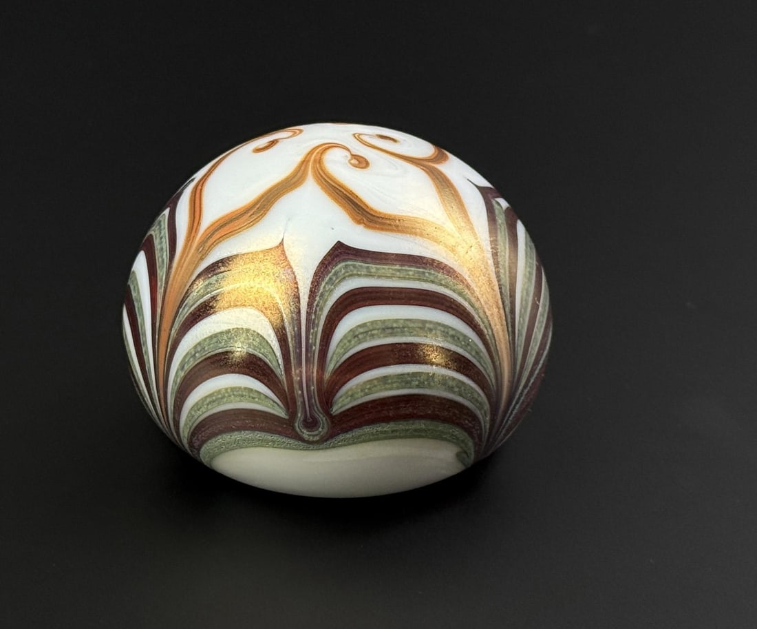 Orient & Flume Art Glass Iridescent Paperweight: 2" by 2 7/8".