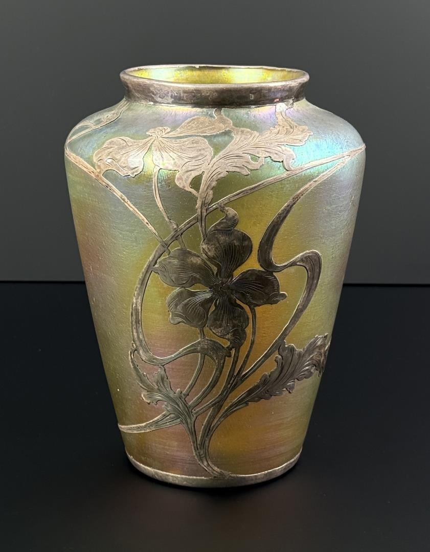 Loetz Silver Overlay Silberiris Candia Glass Vase (1 of 7)