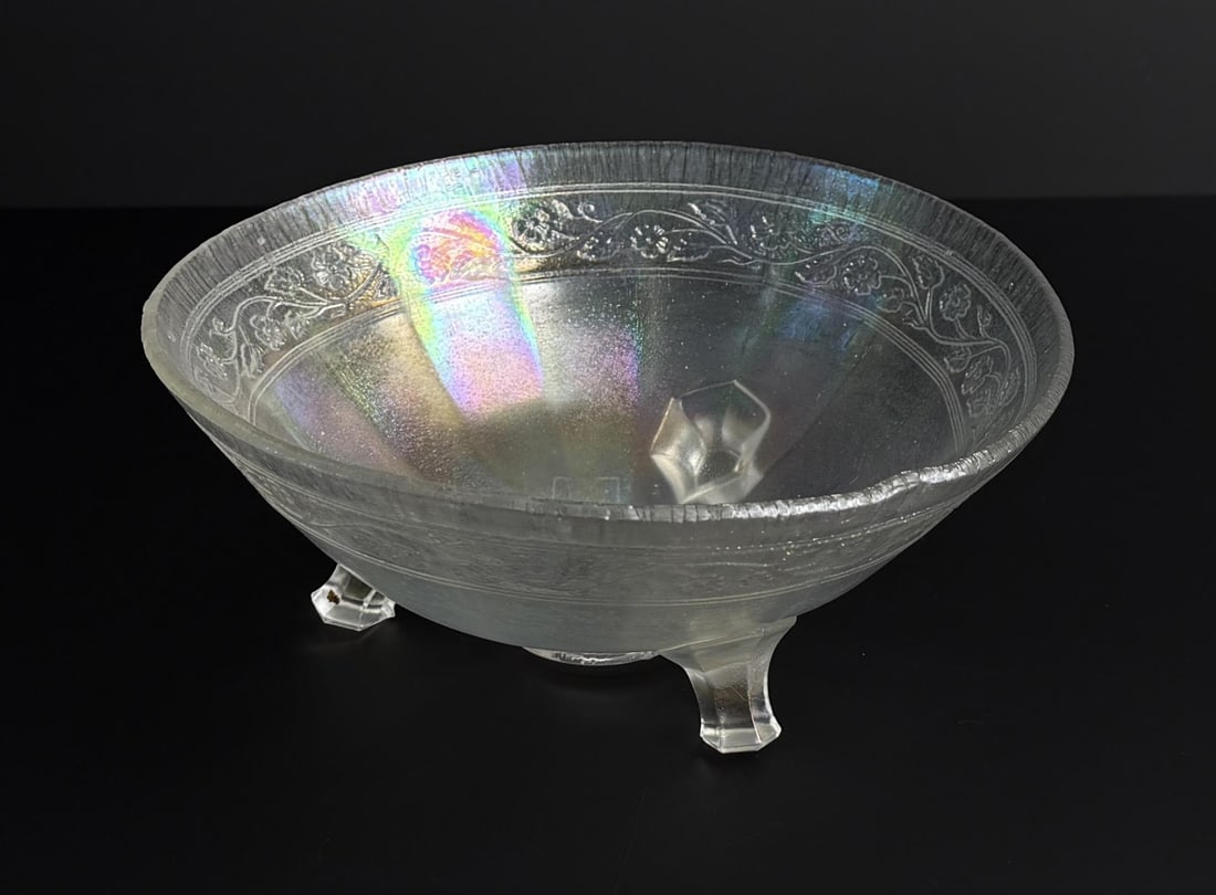 Imperial Glass Co Iridescent Carnival Glass Bowl: 8 7/8" by 8 7/8" by 3 7/8".