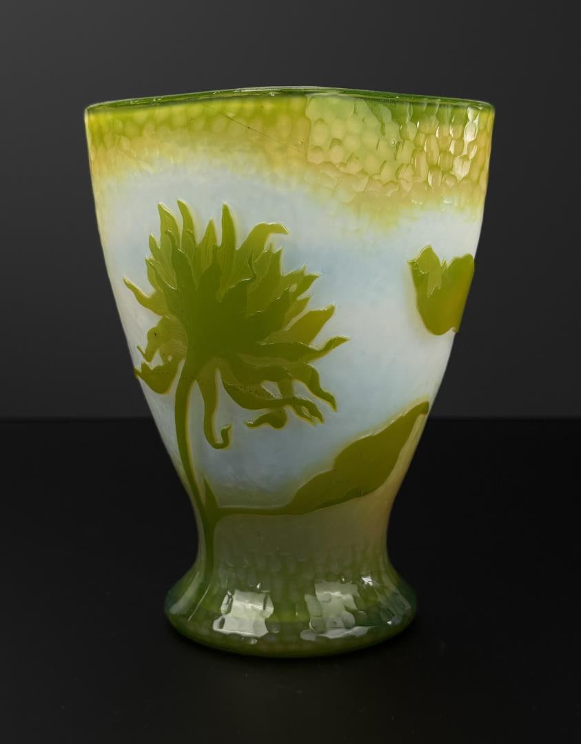 Daum Nancy Hammered Sunflower Cameo Glass Vase (1 of 7)