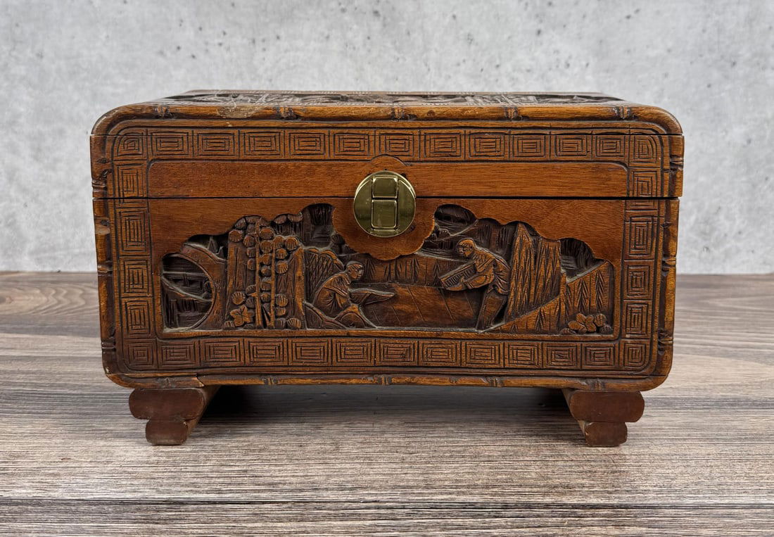 Chinese Champor Carved Wood Trinket Box (1 of 8)