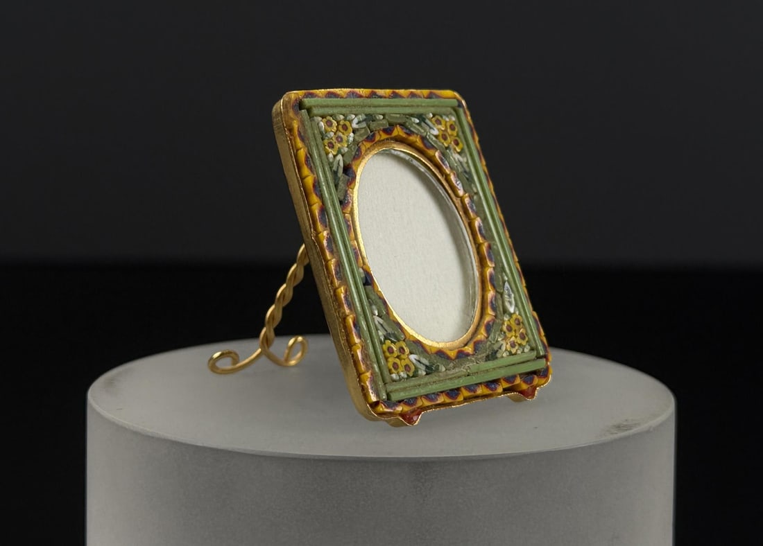 Italian Micro Mosaic Square Picture Frame: 2" by 1 1/2" by 1/4".