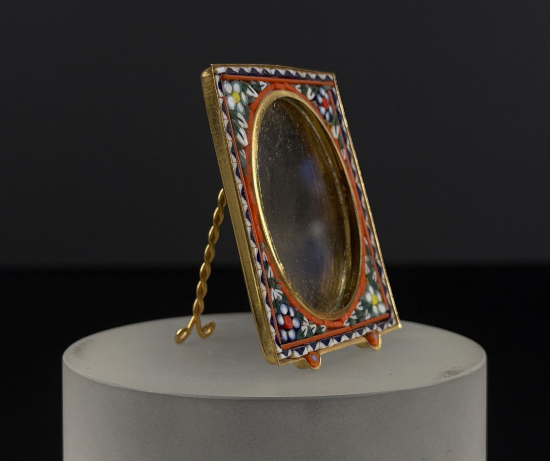 Italian Micro Mosaic Square Picture Frame: 2 1/4" by 1 7/8" by 1/4".