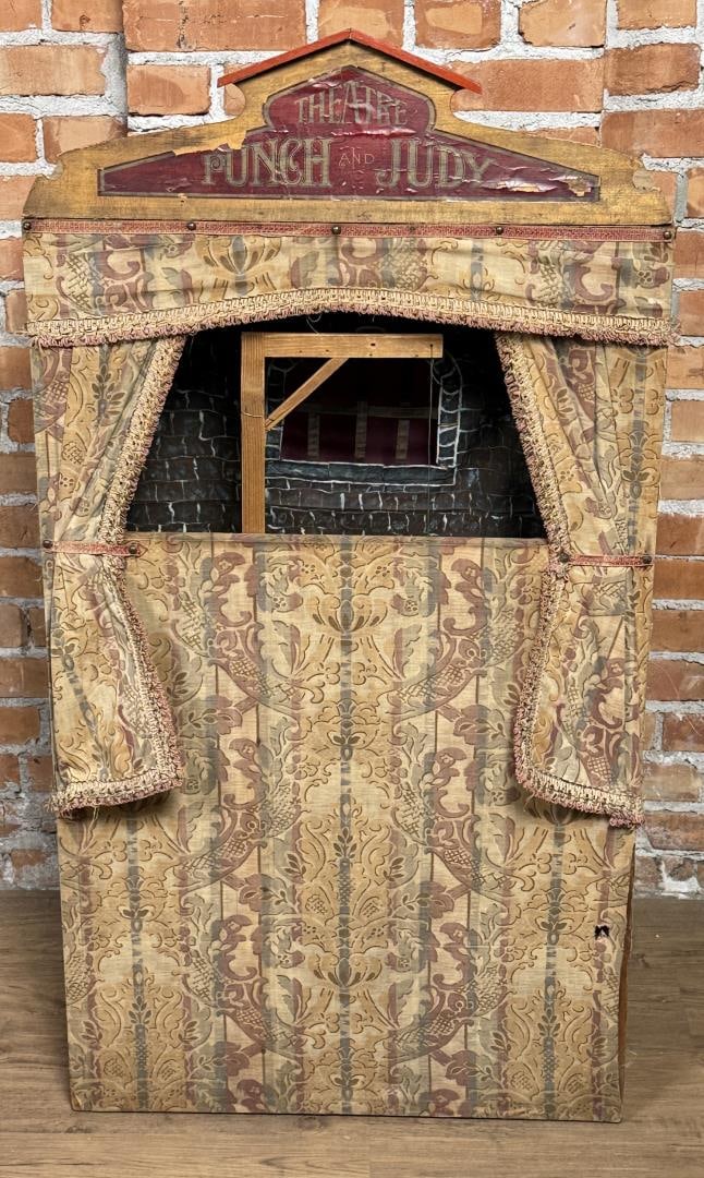 Antique Punch & Judy Tent Puppet Theater Stage: 42" by 25 1/2" by 13"