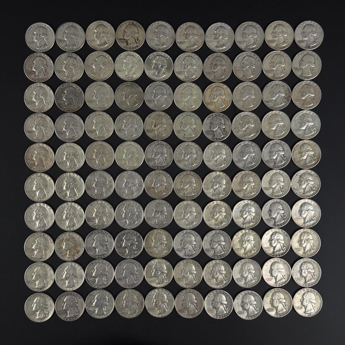 Collection Of 100 Pre 1964 Silver Quarters (1 of 3)