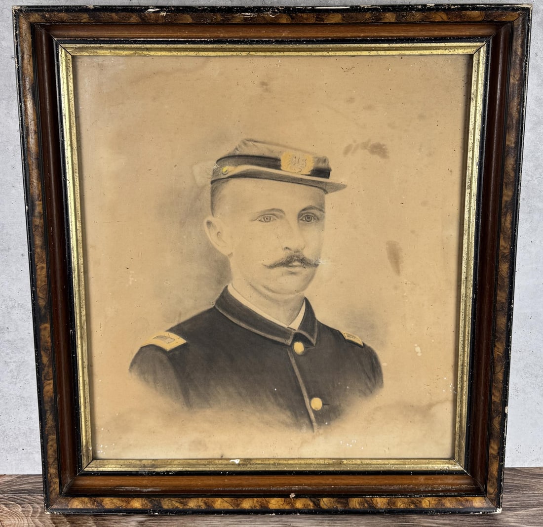 Civil War Era Painted Soldier Portrait: 26" by 28"