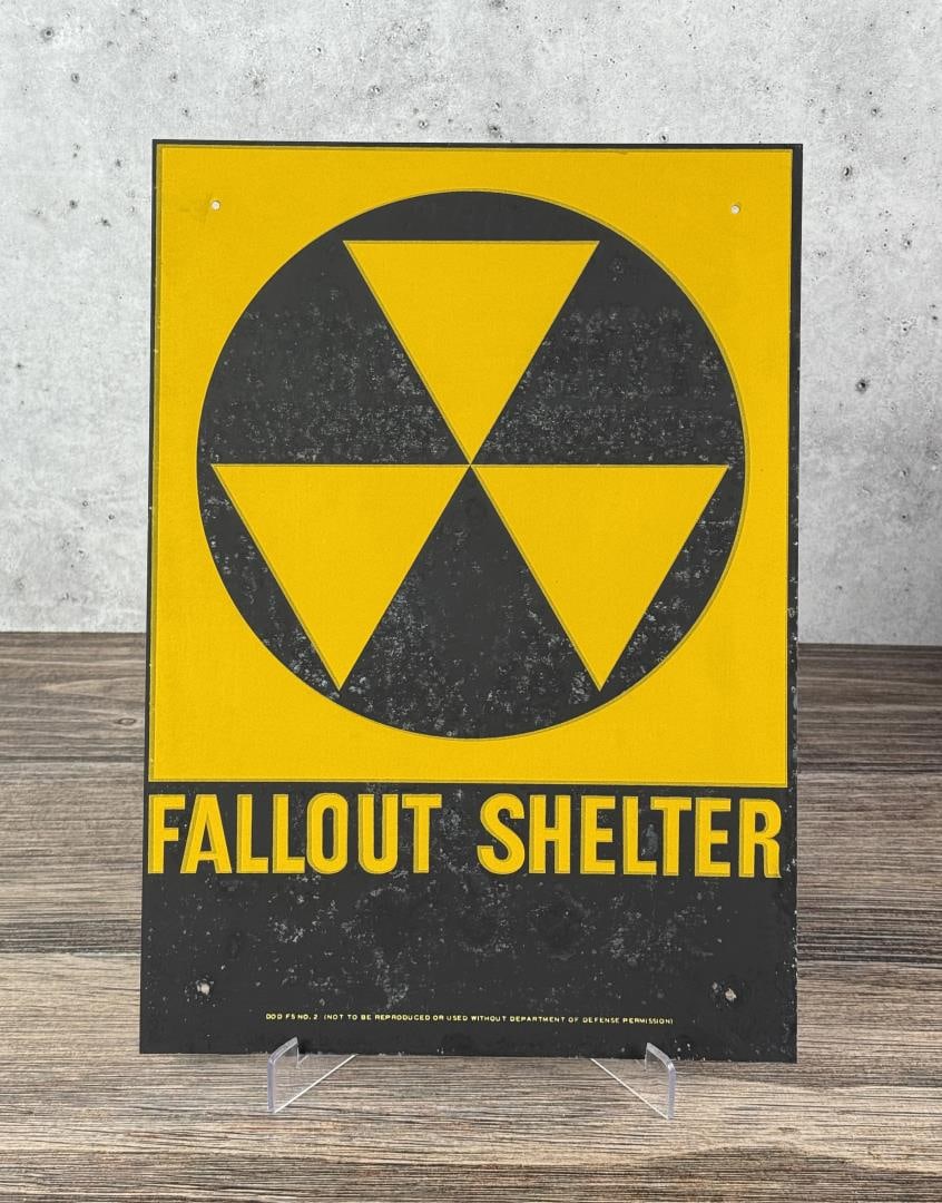 US Department of Defense Fallout Shelter Sign: Vietnam War. 1963. Original. 10" by 14".