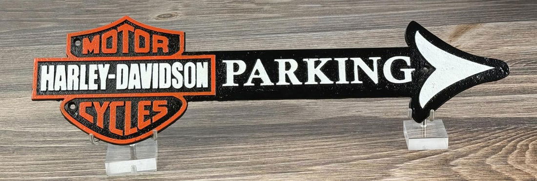 Cast Iron Harley Davidson Motorcycle Parking Sign (1 of 3)