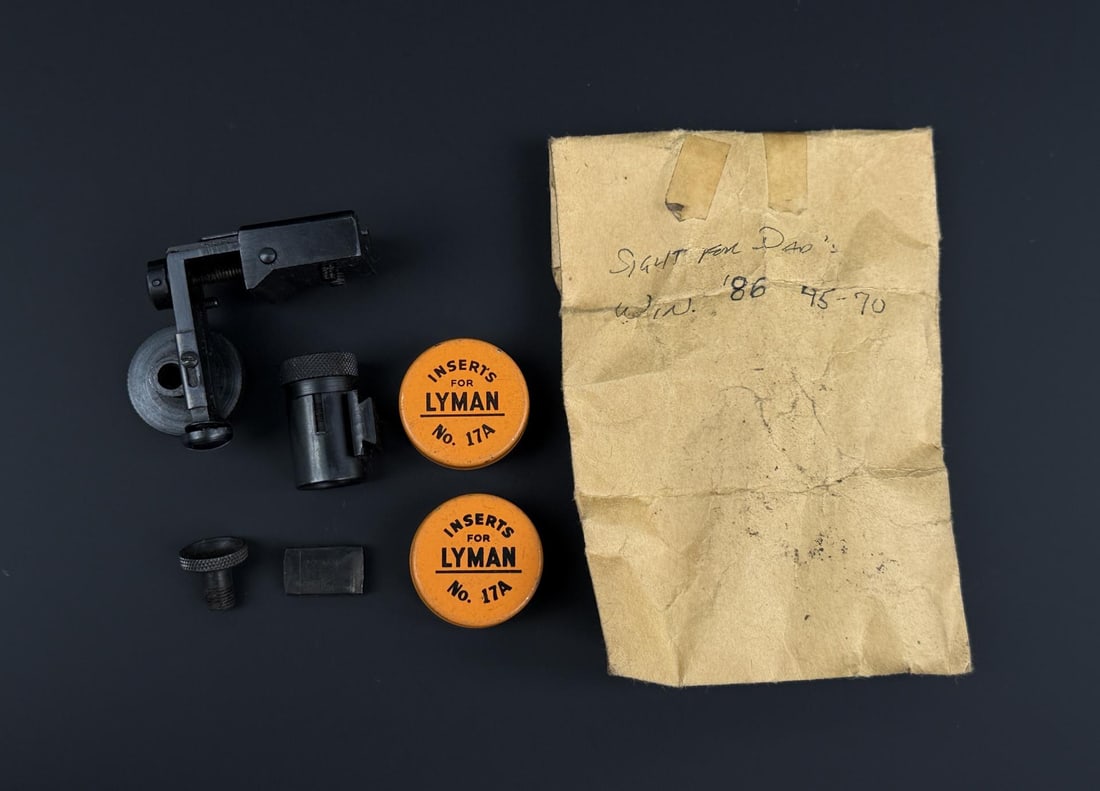 Lyman No 17A 66A Target Front Sight Set: Used for the Winchester Model 1886. It includes a globe-style front sight designed to be mounted in a 3/8" dovetail slot.