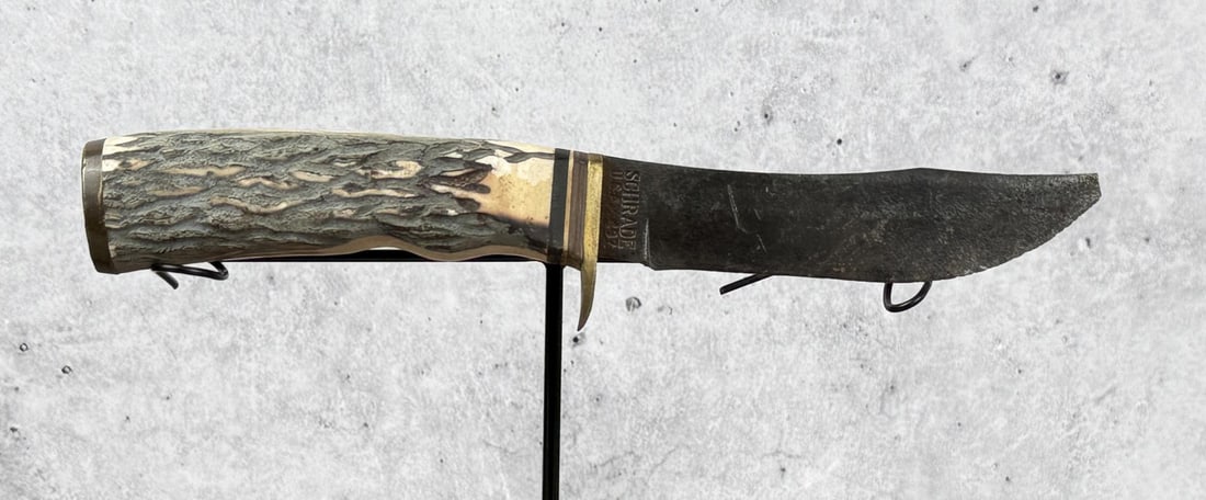 Schrade USA 497 Knife: Broken tip. 8 1/2" long.