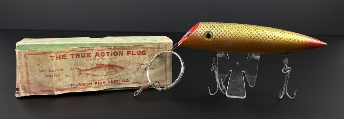Hanson The True Action Fishing Lure: Nice example in box.
