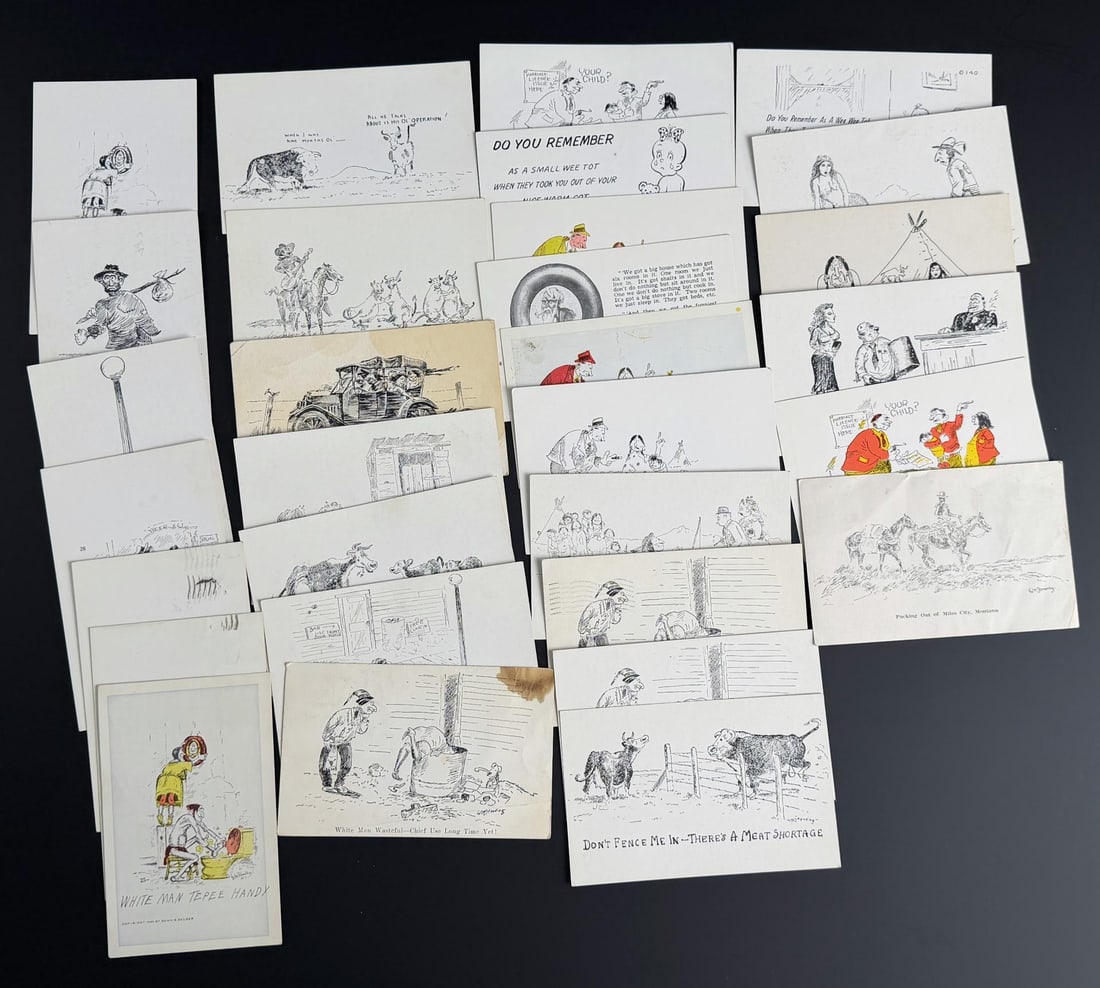 William Standing Montana Artist Comedic Postcards: Nice grouping. 30 postcards total.