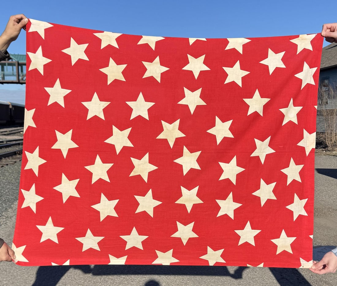 Mid Century Patriotic Bunting Fabric Panel: 43 1/2" by 53"