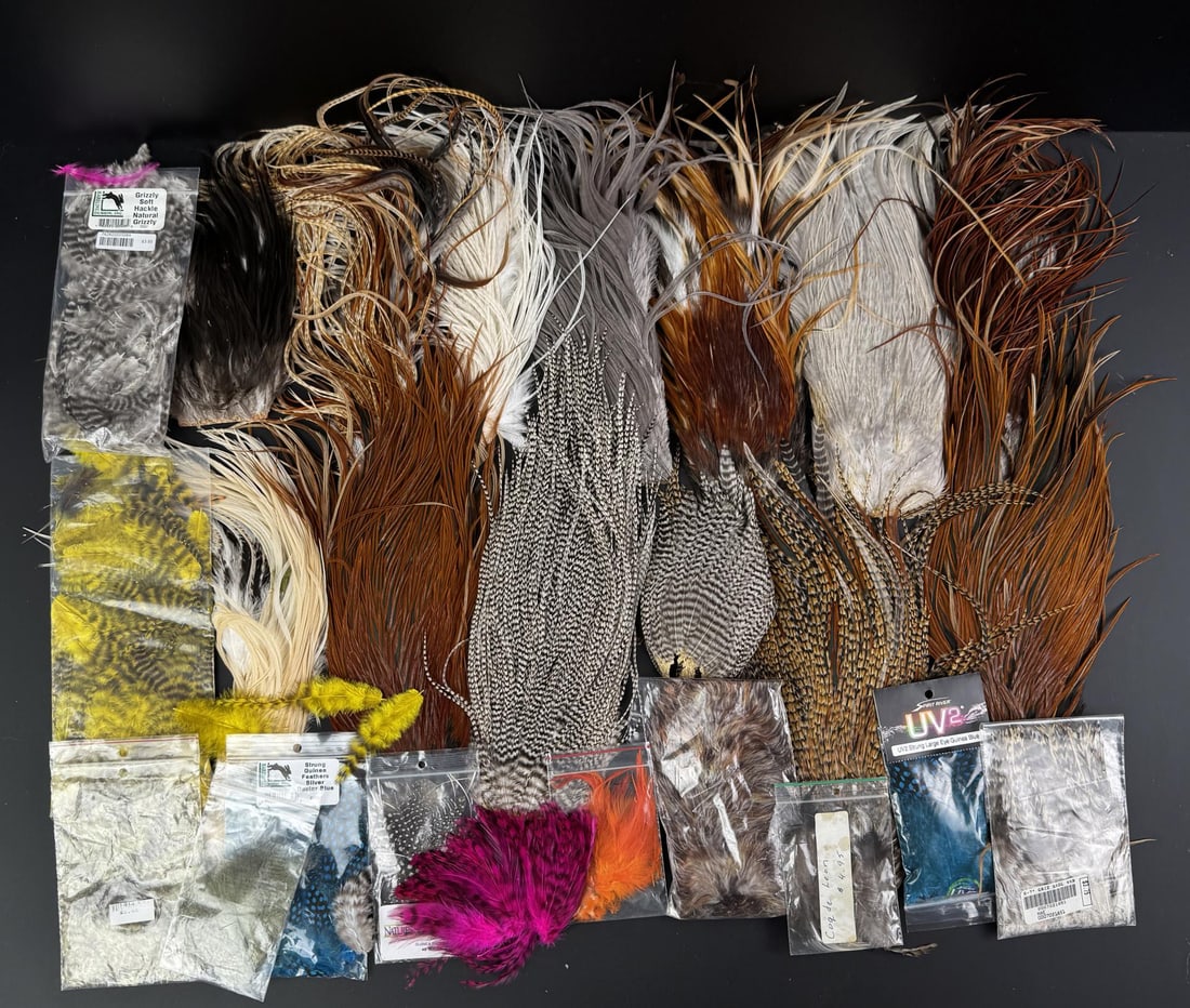 Group of Fly Fishing Fly Tying Supplies Hackle: Nice grouping.