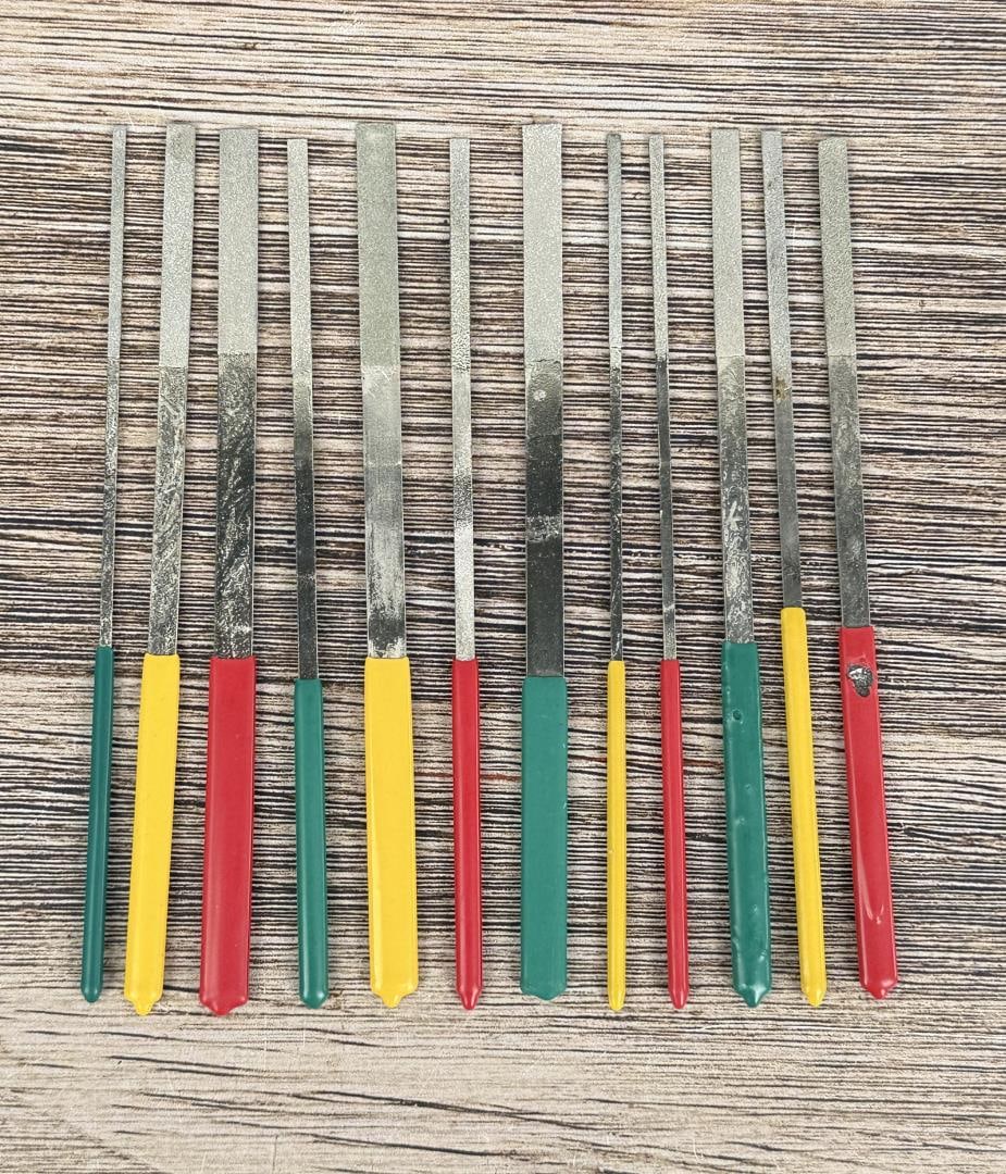 Diamond Coated Needle Flat File Set: Set of 12. Largest is 7" long.