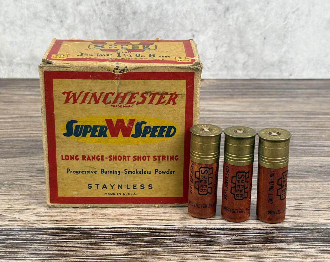 Winchester Super Speed 12 Ga Shotgun Shells: Shells are mismatched. California and New York Shipments requires this lot to be sent to an FFL Dealer