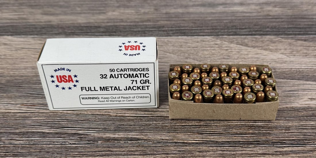 .32 Auto FMJ Pistol Ammo: 50 total. California and New York Shipments requires this lot to be sent to an FFL Dealer