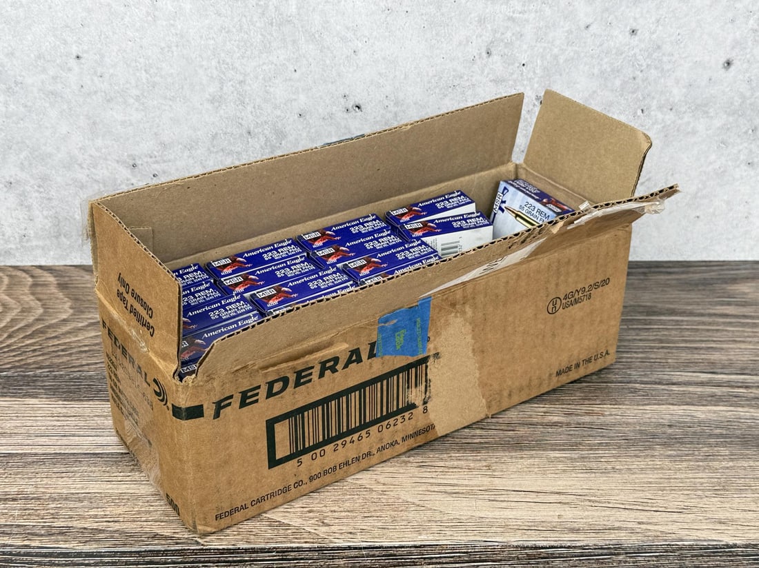 400 Rounds of American Eagle 223 Rifle Ammo: .223 rem, 55 grain, factory new. California and New York Shipments requires this lot to be sent to an FFL Dealer.