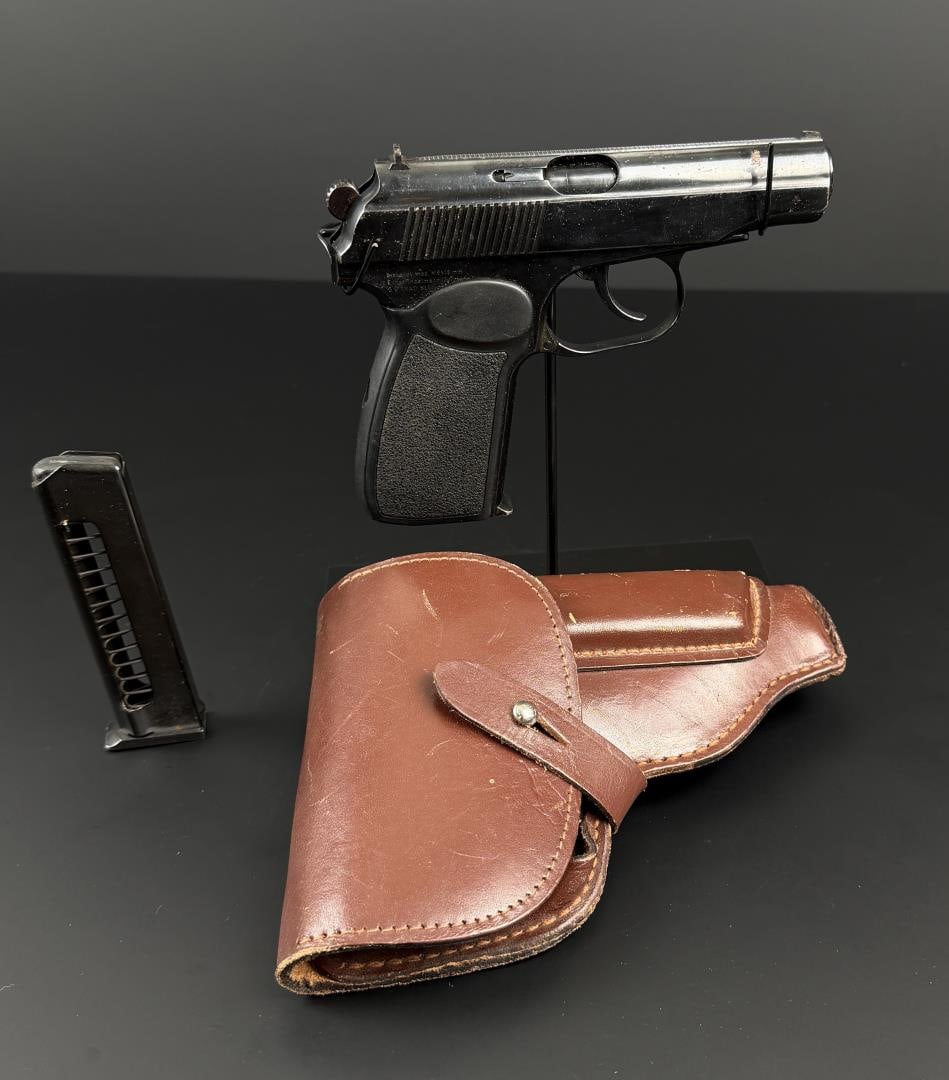 East German Ernst Thaelmann Makarov 9x18 Pistol: 9x18mm makarov caliber. With leather case and extra magazine. FFL Transfer Required. C&R Not Accepted. No sales to Hawaii, Washington, Illinois.