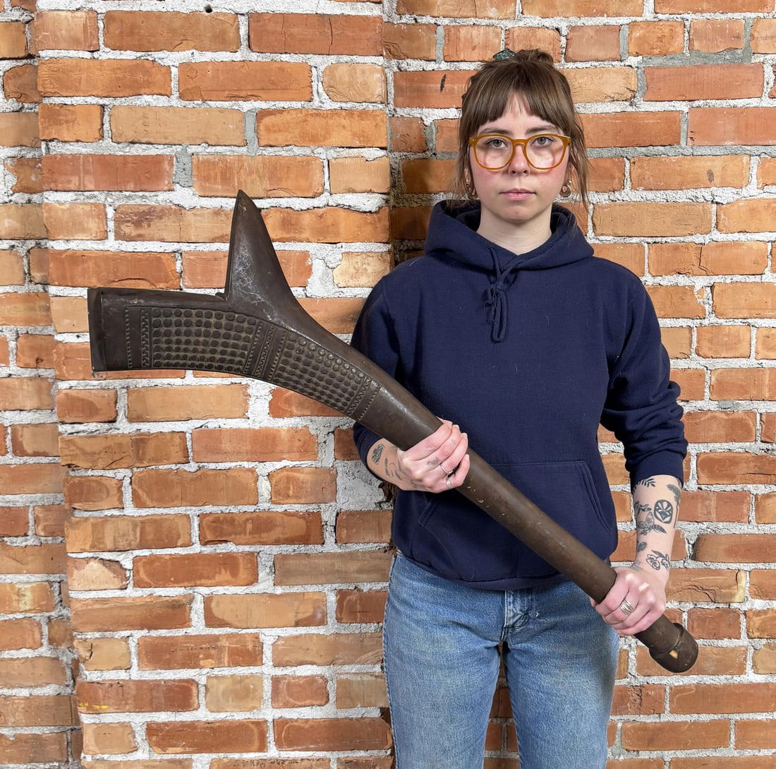 19th Century Fijian Sali War Club: Very nice large example. 35 3/4" by 11 1/2" by 2 5/8".