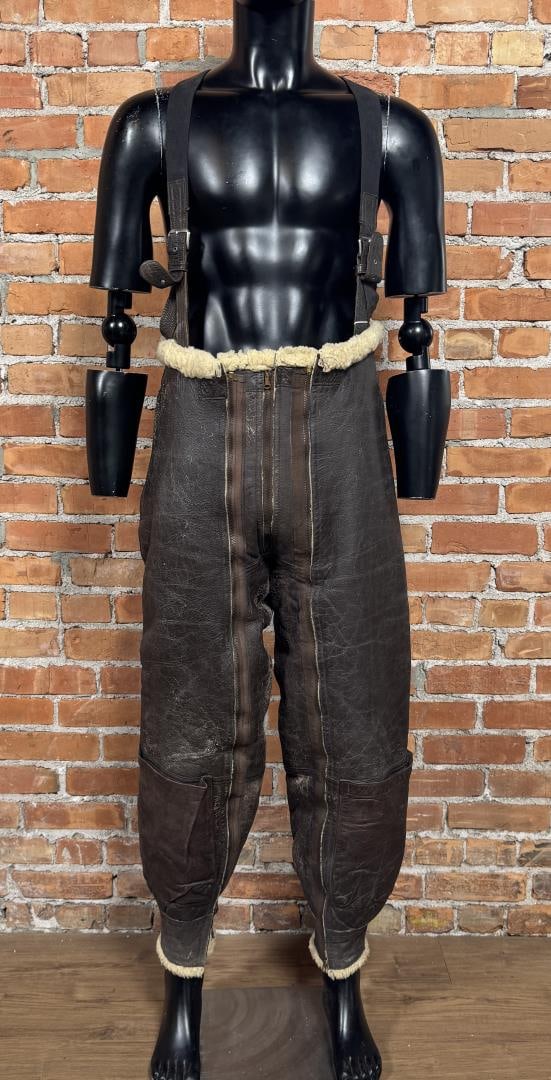 WW2 US Army Type A-3 Leather Flying Trousers: Size 38R. Sheepskin.