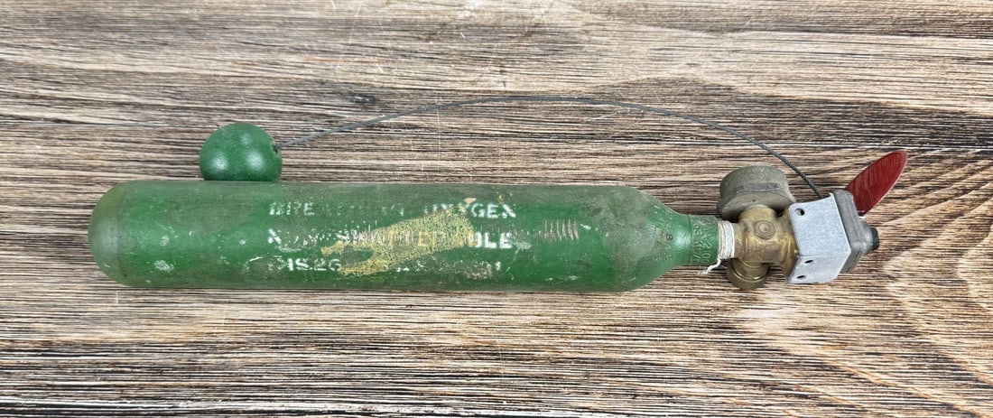 US Army Pilot H2 Oxygen Bail Out Bottle: Nice example.
