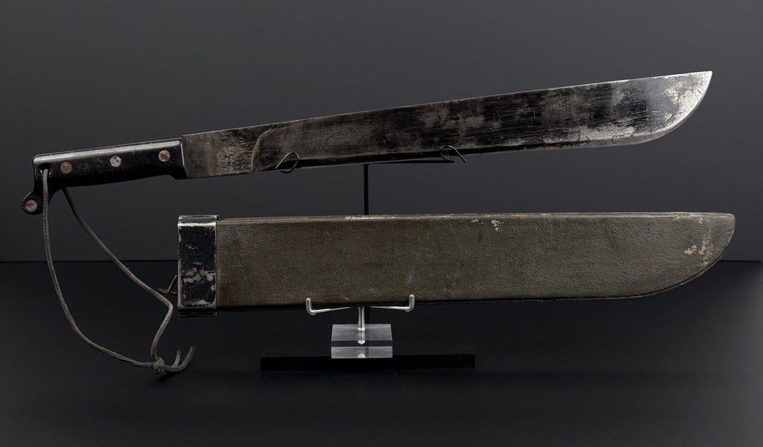 Vietnam War Ontario Knife Machete: 2 5/8" by 23 1/8" long.