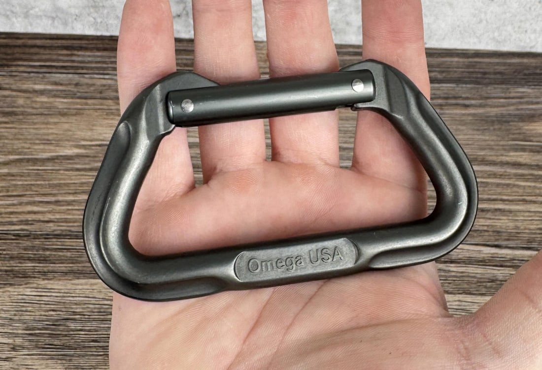 Omega Rock Climbing Carabiner: 4 1/8" long.