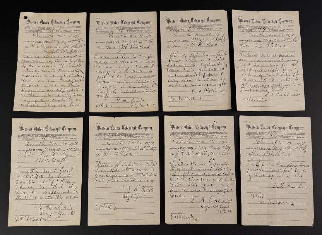 1879 Nevada Fish Creek Massacre Telegrams (1 of 12)