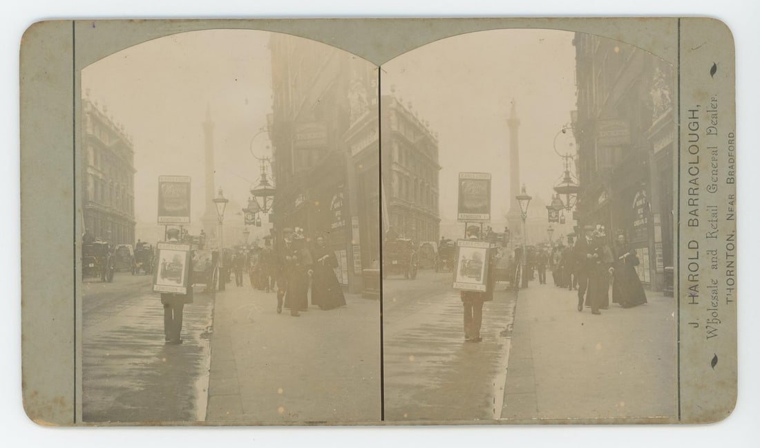 Sandwich Board Advertising Man Stereoview (1 of 3)