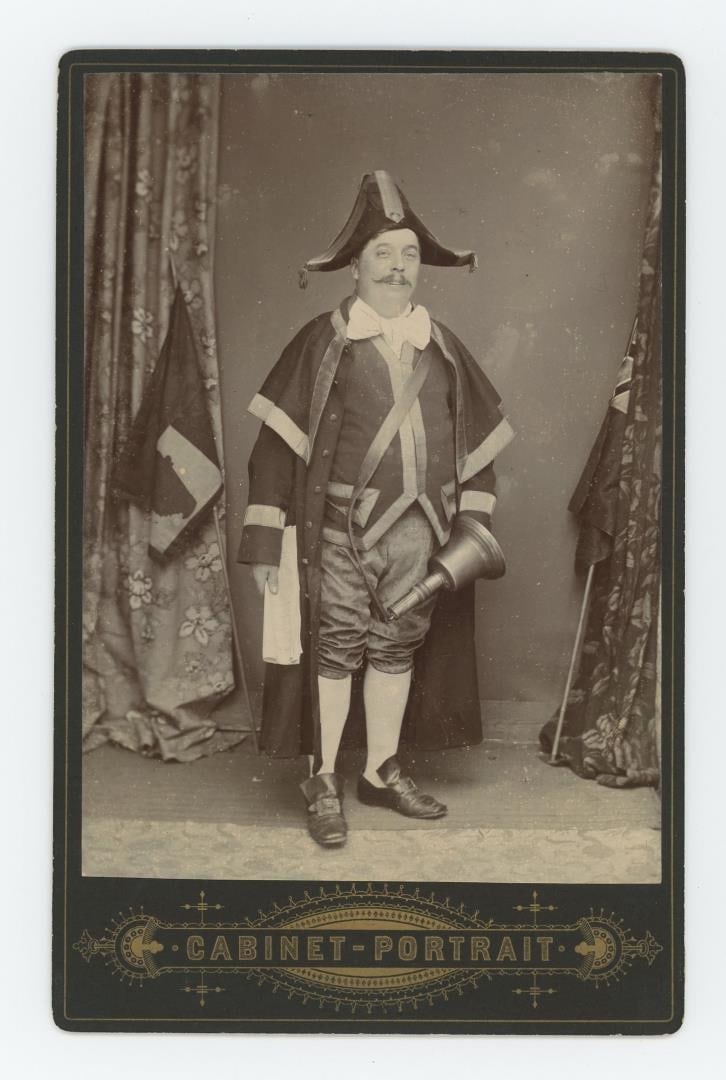 Town Crier Occupational Cabinet Photo: Rare early image.