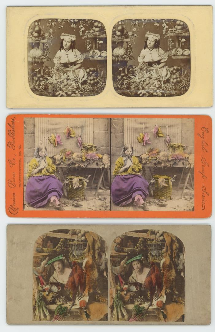 Female Vendors with Animals Vegetables Stereoviews (1 of 3)