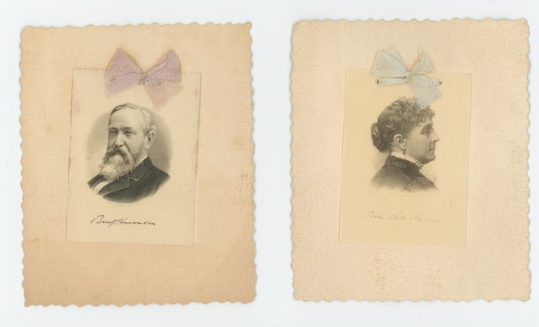 Benjamin Harrison Wife Celluloid Political Cards (1 of 3)