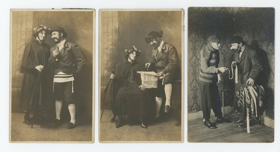 Crossdressing Jewish Men RPPC Postcards (1 of 3)